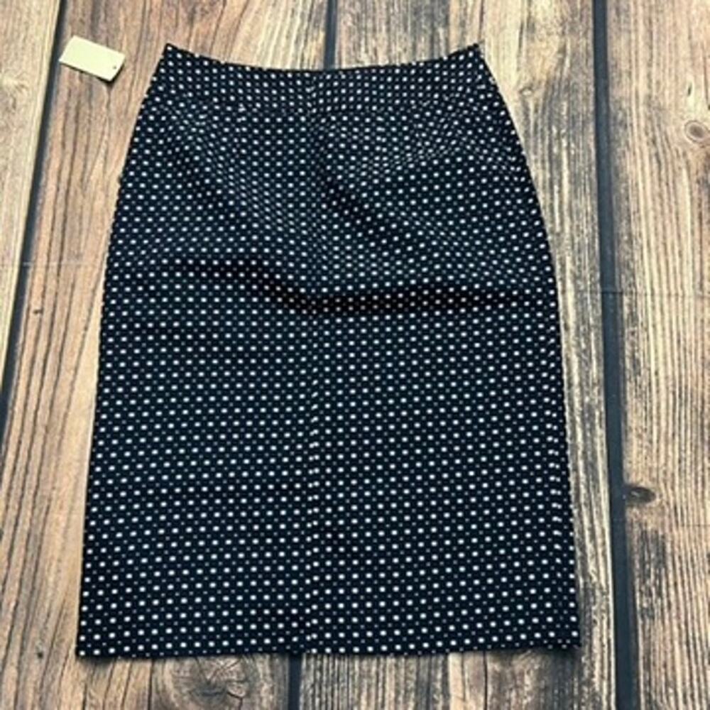 NWT Coldwater Creek‎ Women's Size 4 Navy Polka Dot Pencil Skirt Knee Length
